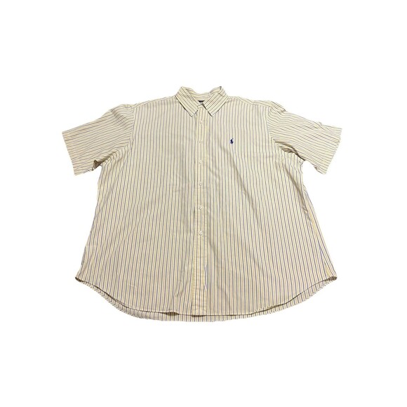 RALPH LAUREN Blake Yellow And Blue Striped Short Sleeve Button Down Men’s XXL - Picture 7 of 12